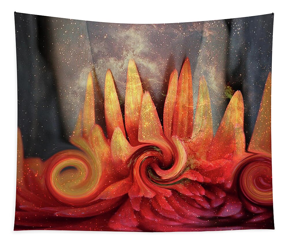 Swirling World In Space Tapestry featuring the digital art Swirling World in Space by Linda Sannuti