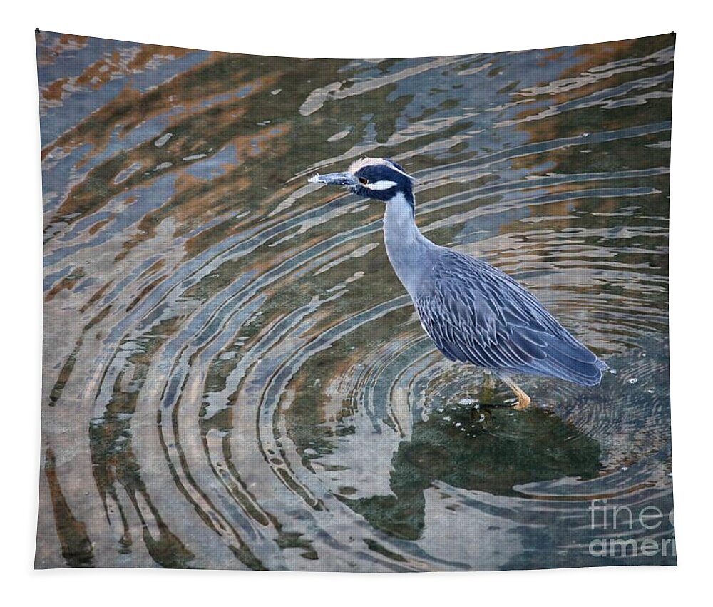 Water Tapestry featuring the photograph Swirls Around Heron by Carol Groenen