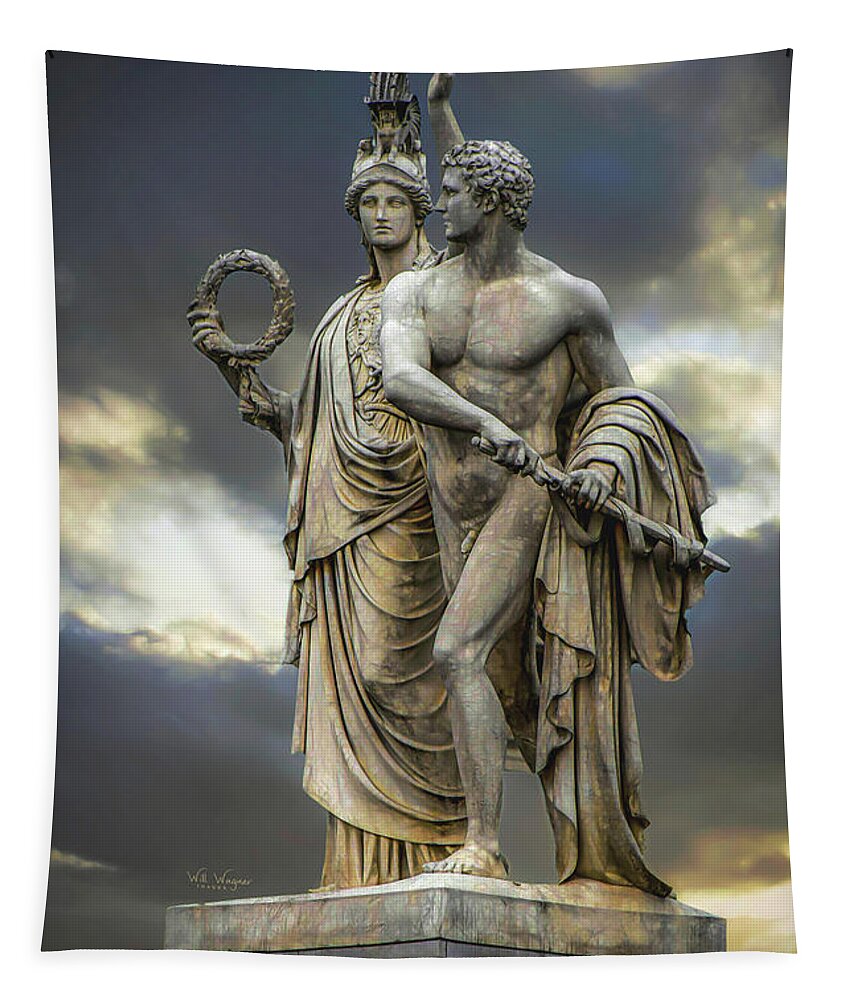 Statue Tapestry featuring the photograph Sword and Wreath by Will Wagner