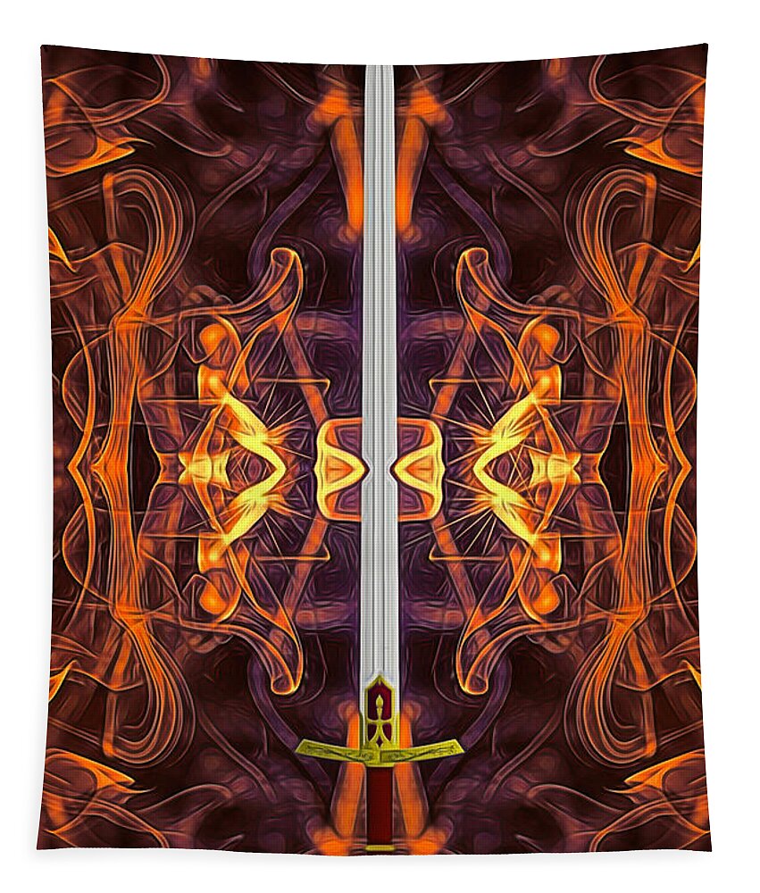 Sword Tapestry featuring the digital art Sword of Tomorrow by John Haldane