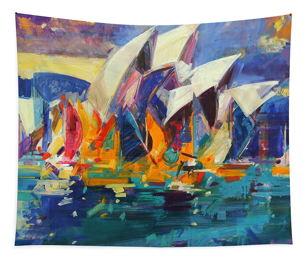Sydney Tapestry featuring the painting Sydney Flying Colours by Peter Graham