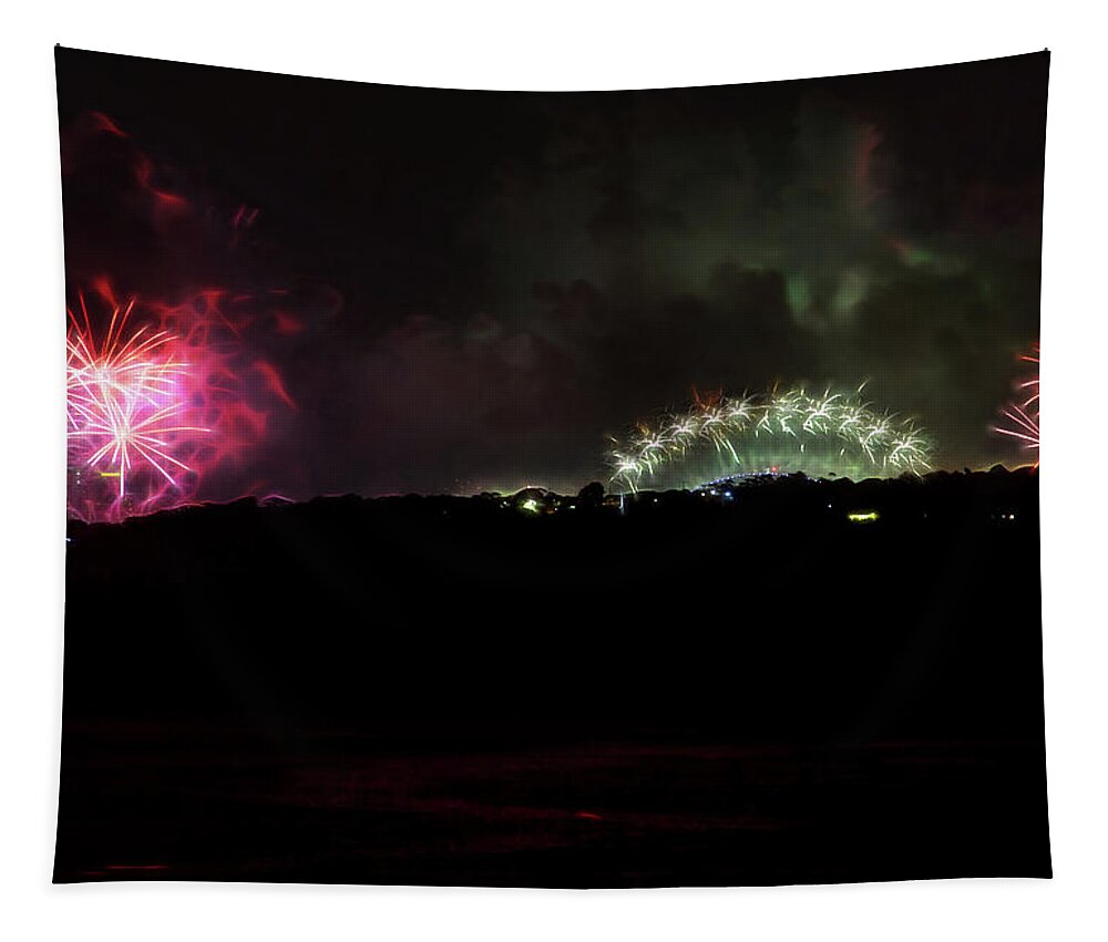 New Year Tapestry featuring the photograph Sydney New Year Fireworks by Miroslava Jurcik