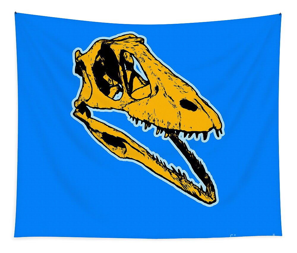Dinosaur Tapestry featuring the painting T-Rex Graphic by Pixel Chimp