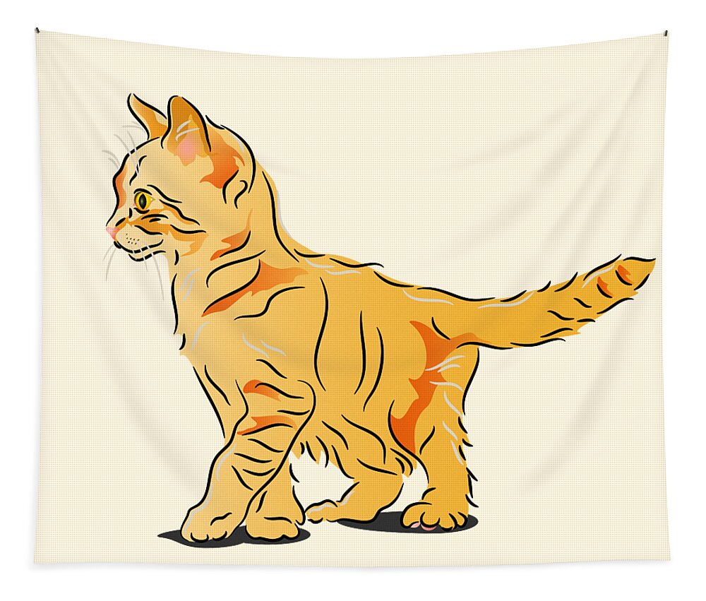 Graphic Cat Tapestry featuring the digital art Tabby Kitten by MM Anderson