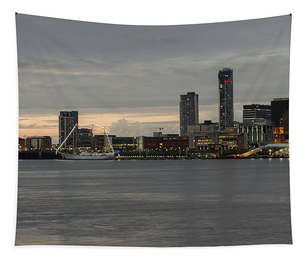 3 Graces Tapestry featuring the photograph Tall Ship at Liverpool Docks by Spikey Mouse Photography