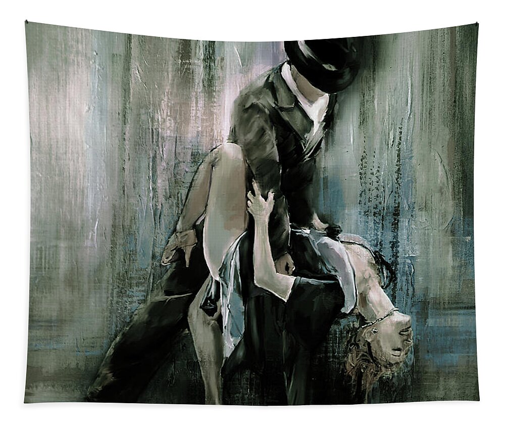 Dance Tapestry featuring the painting Tango couple 03 by Gull G