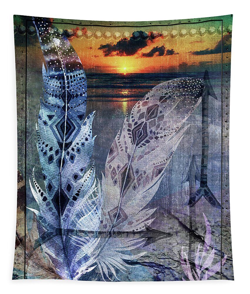 Native American Tapestry featuring the digital art Tapestry by Linda Carruth