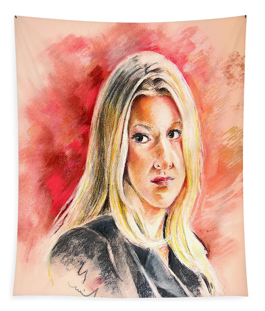 Tara Summers Tapestry featuring the painting Tara Summers in Boston Legal by Miki De Goodaboom