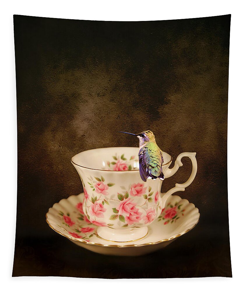 Hummingbird Tapestry featuring the photograph Tea Time With a Hummingbird by Jai Johnson