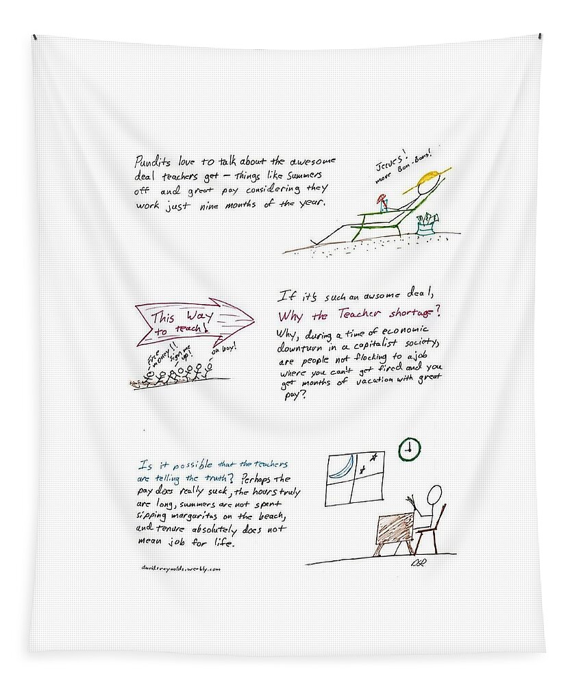Teacher Tapestry featuring the drawing Teacher Deal by David S Reynolds