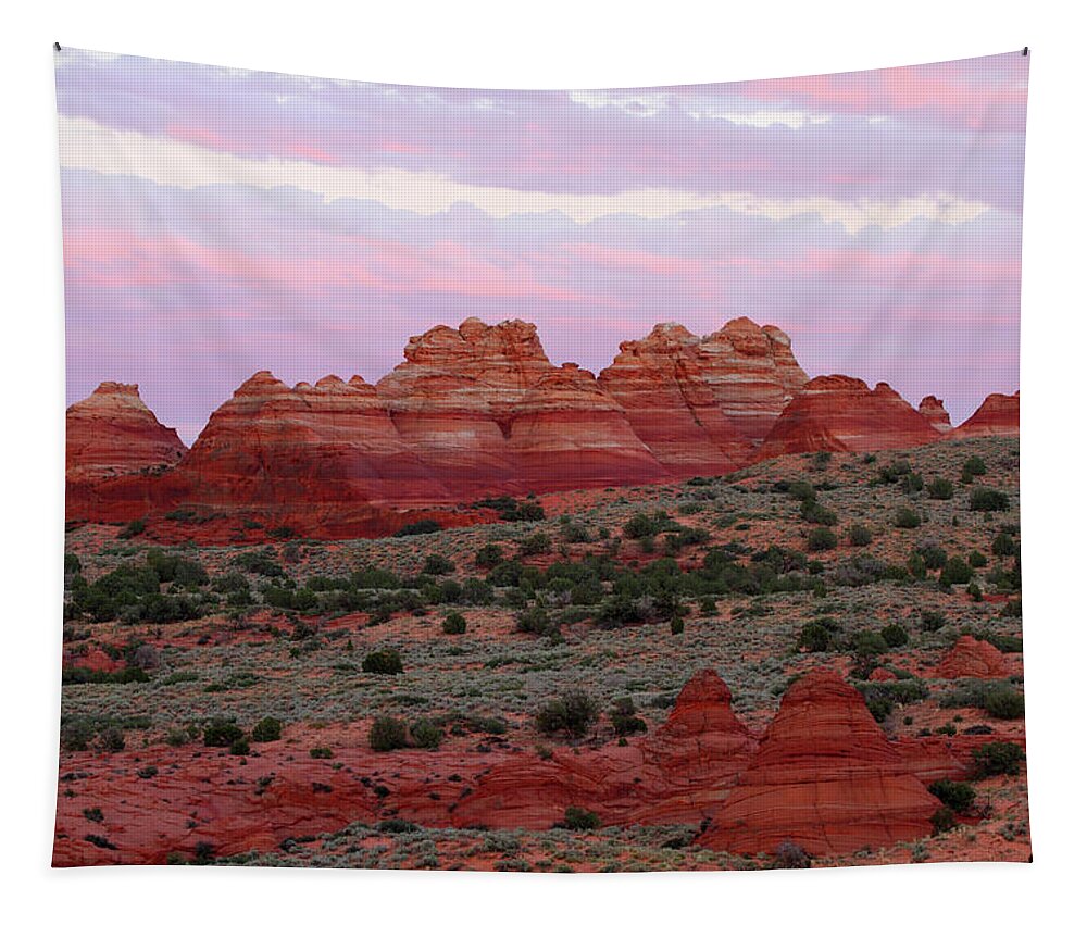 Sunset Tapestry featuring the photograph Teepees Sunset - Coyote Buttes by Brett Pelletier
