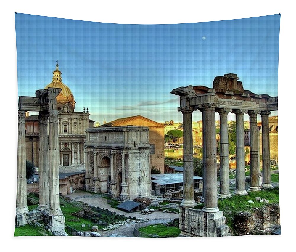 Temple Tapestry featuring the painting Temple of Saturn by Troy Caperton