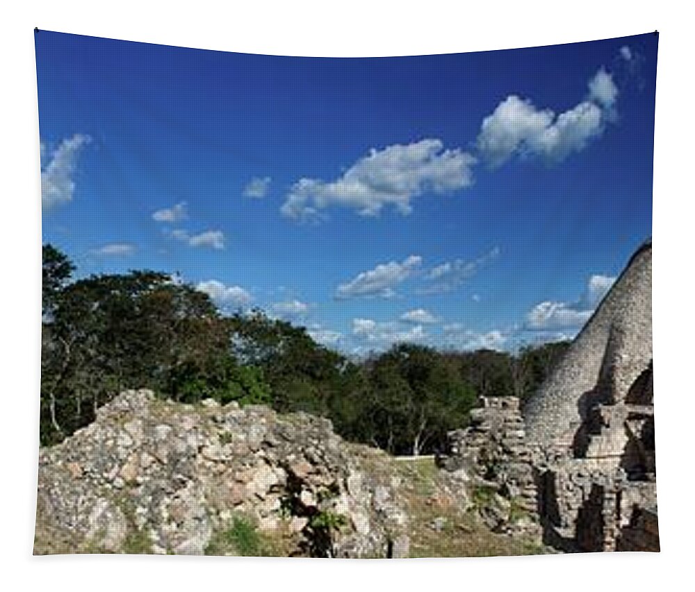 Mexico Tapestry featuring the photograph Temple of Uxmal by Robert Grac