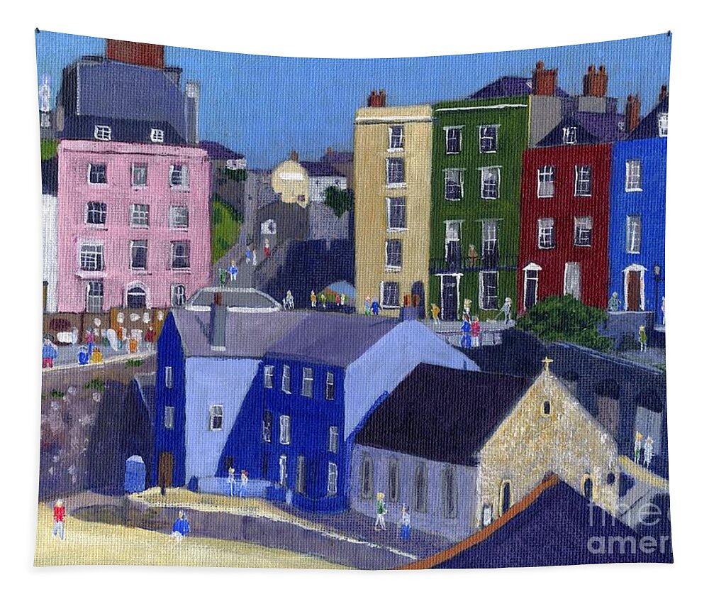 Tenby Harbour Painting Tapestry featuring the painting Tenby Harbour Painting by Edward McNaught-Davis