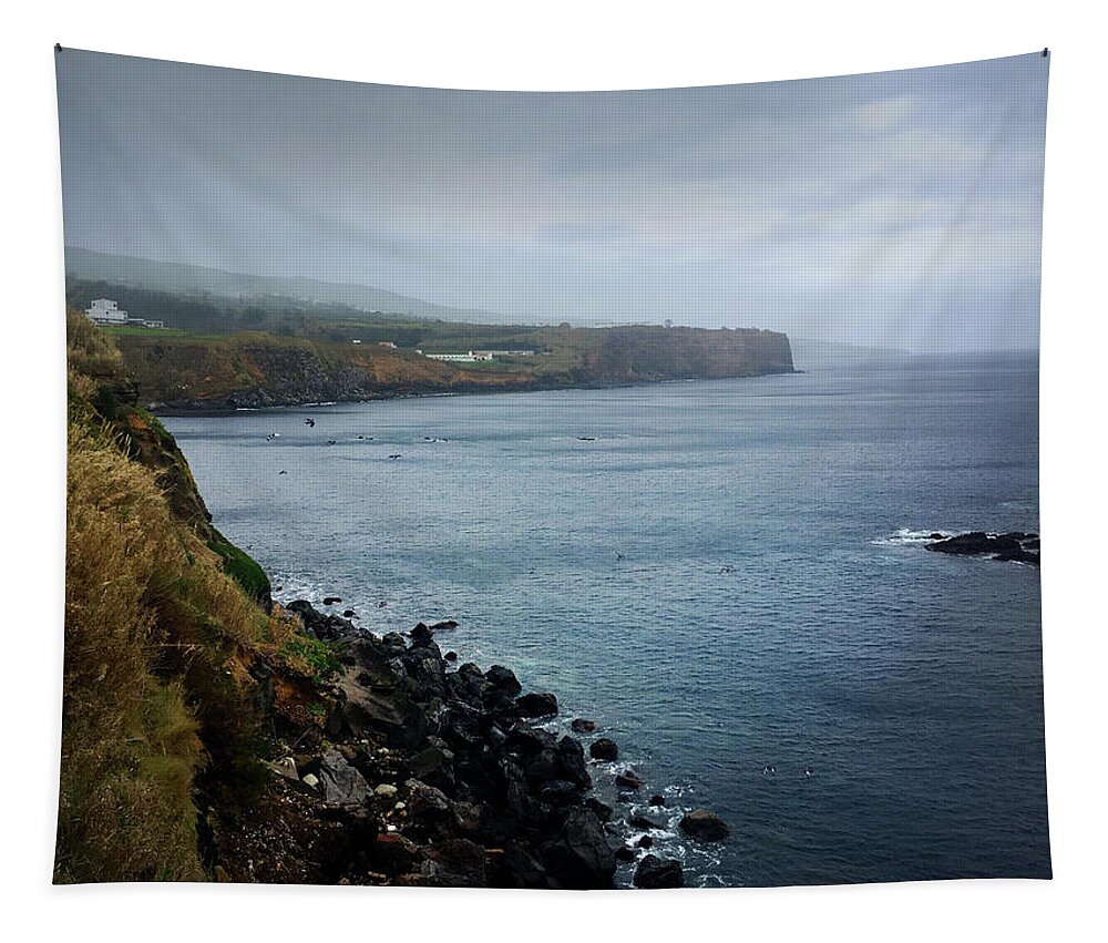 Kelly Hazel Tapestry featuring the photograph Terceira Coastline by Kelly Hazel
