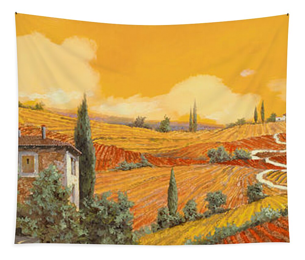 Tuscany Tapestry featuring the painting la terra di Siena by Guido Borelli