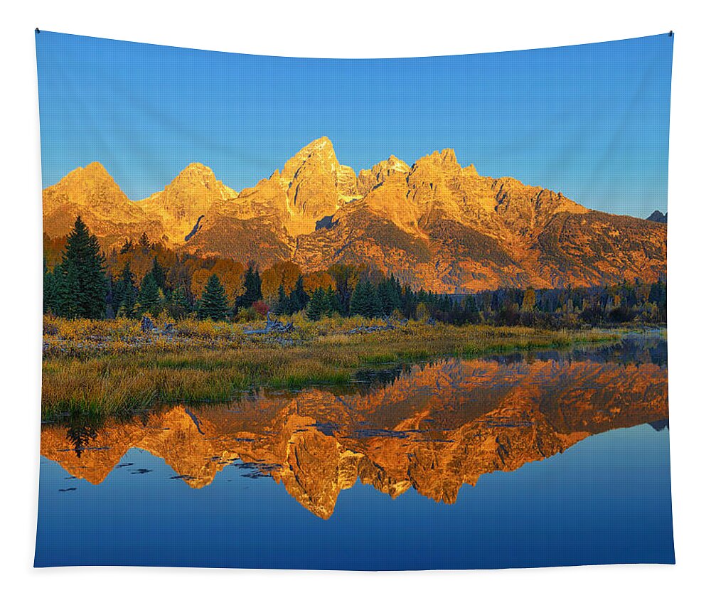Schwabacher Landing Tapestry featuring the photograph Teton Dawn by Greg Norrell