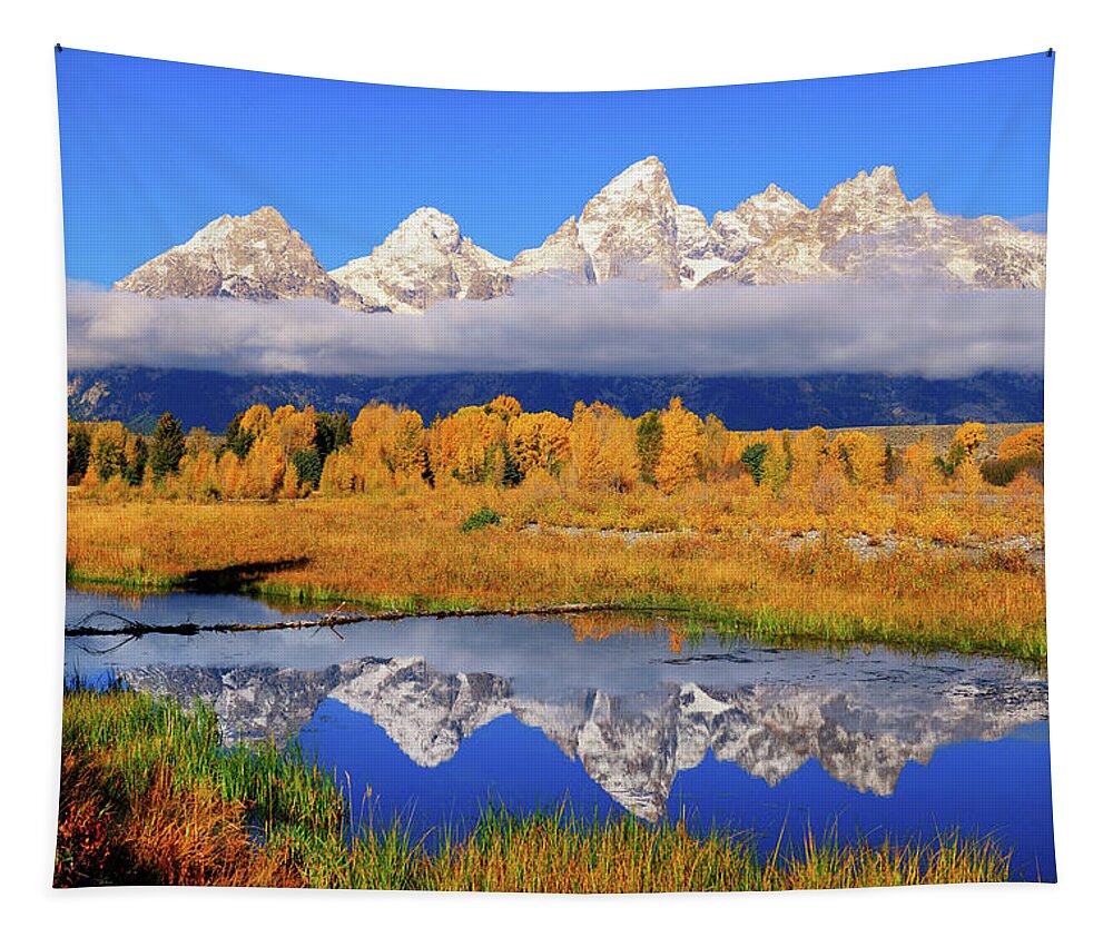 Tetons Tapestry featuring the photograph Teton Peaks Reflections by Greg Norrell