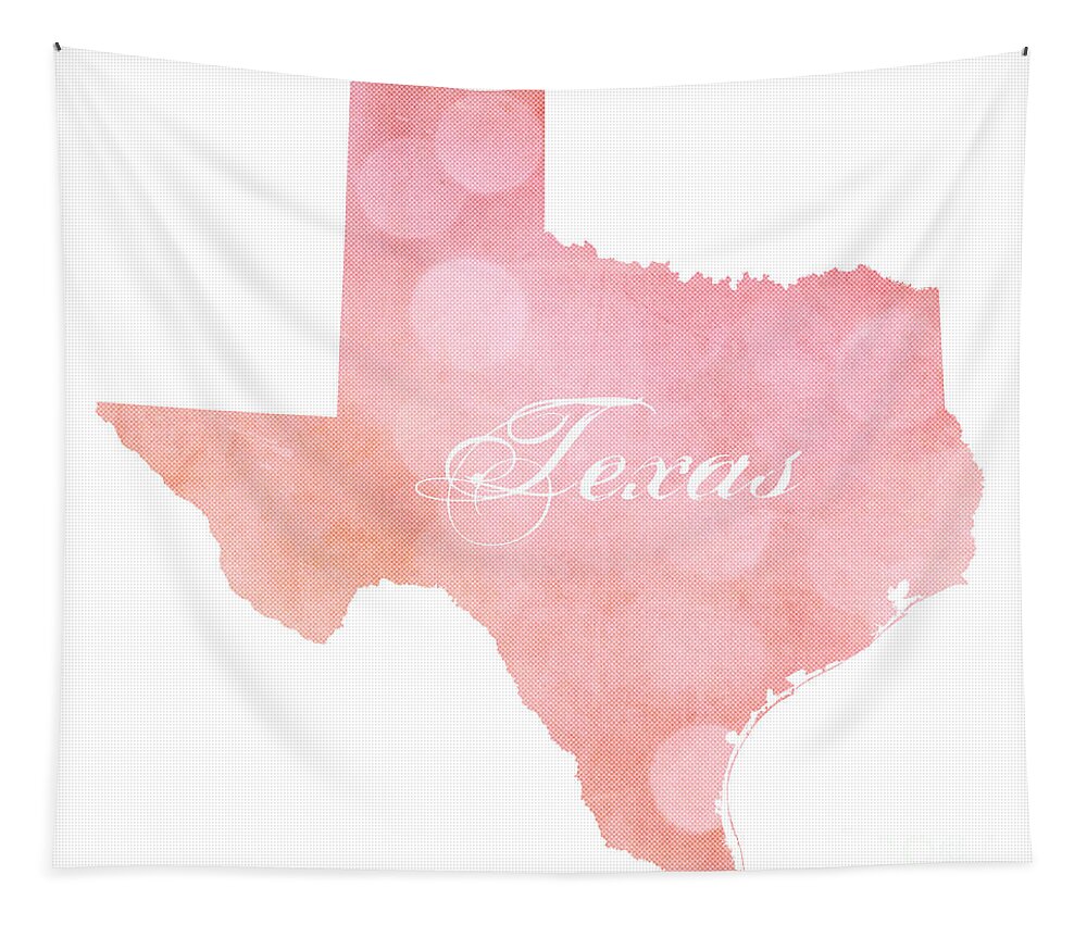 Typography Tapestry featuring the digital art Texas Pink and Coral Bokeh by Leah McPhail