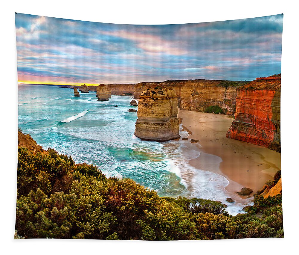 12 Apostles Tapestry featuring the photograph The Apostles Sunset by Az Jackson