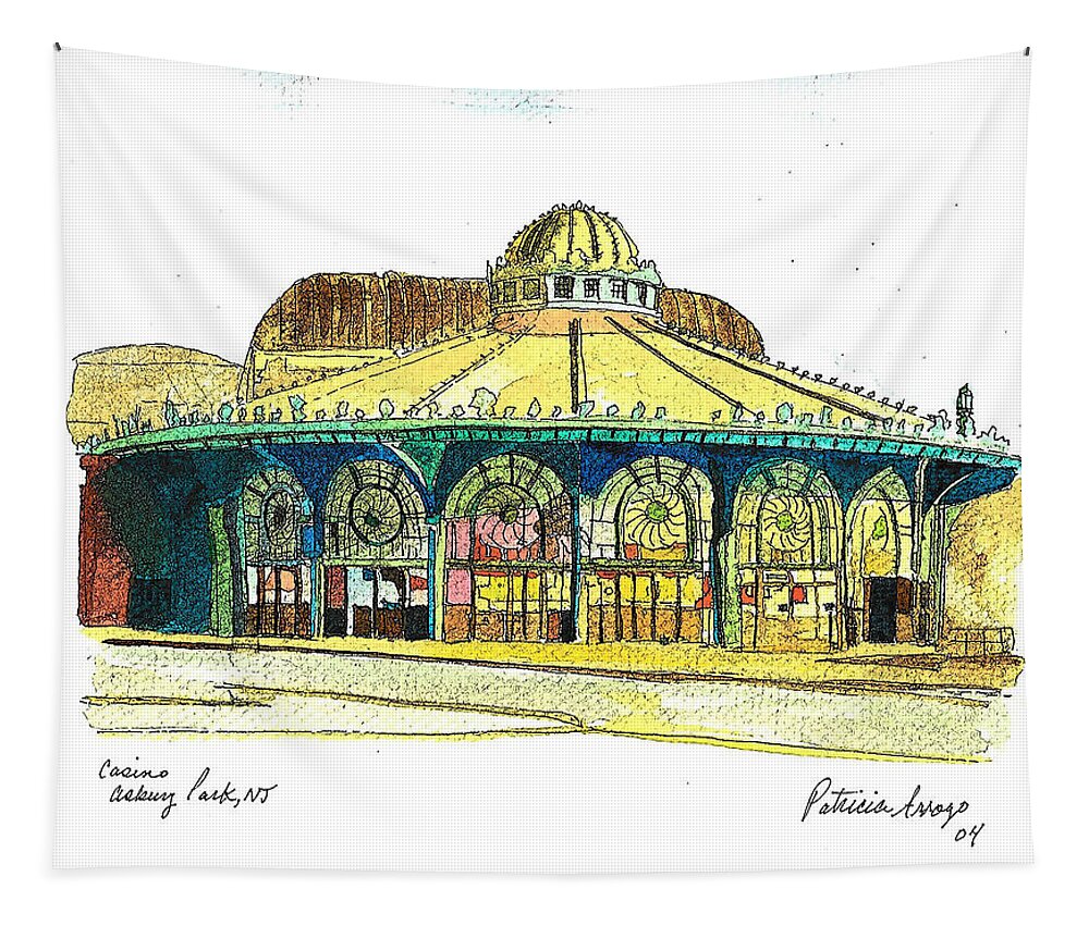 Asbury Art Tapestry featuring the painting The Asbury Park Casino by Patricia Arroyo