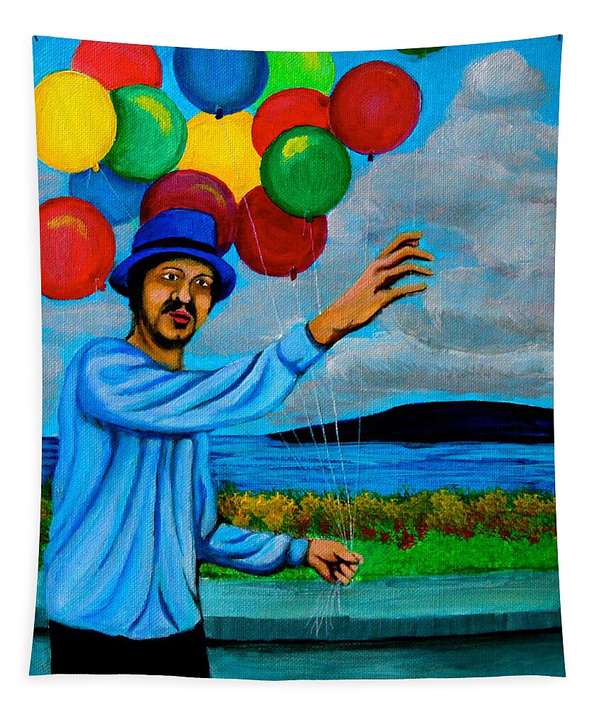Balloon Tapestry featuring the painting The Balloon Vendor by Cyril Maza