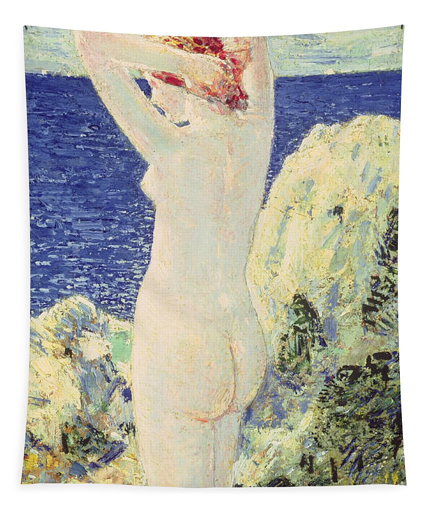Nude Tapestry featuring the painting The Bather, 1915 by Childe Hassam
