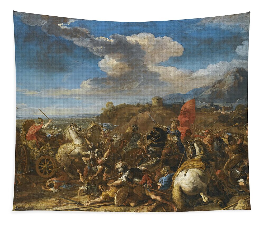 Jacques Courtois Tapestry featuring the painting The Battle of Issus. Alexander the Great's Army defeats Darius and the Persians by Jacques Courtois