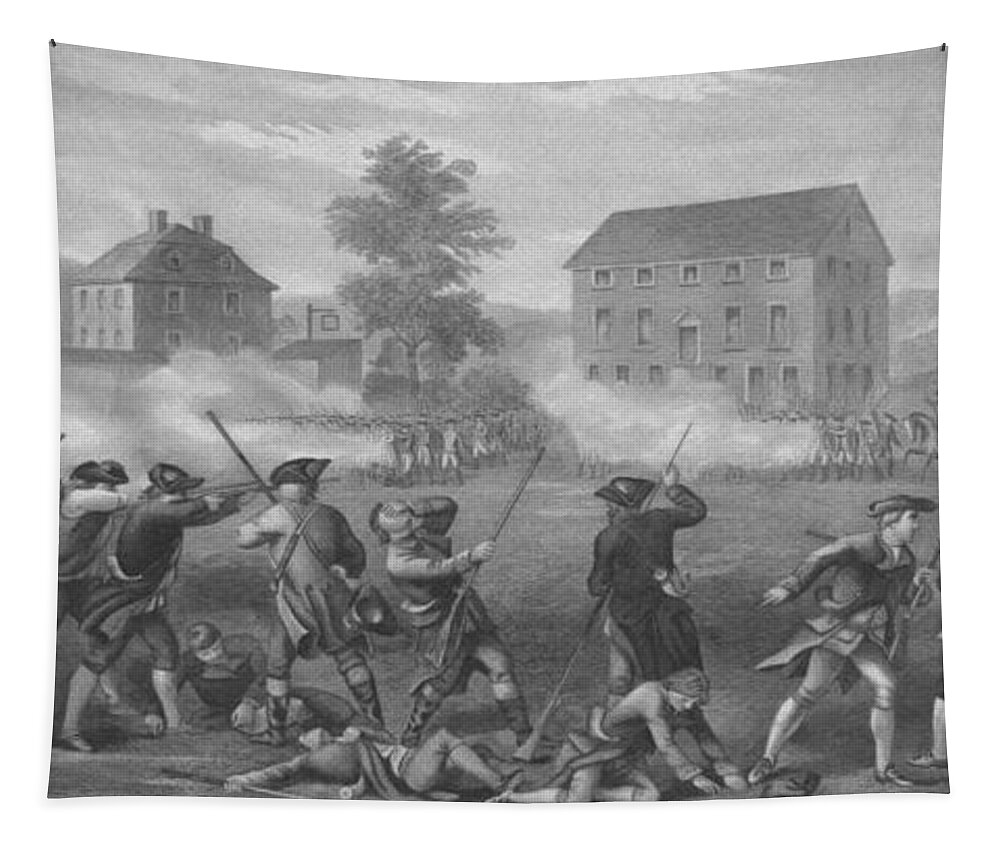 Minutemen Tapestry featuring the drawing The Battle of Lexington by War Is Hell Store