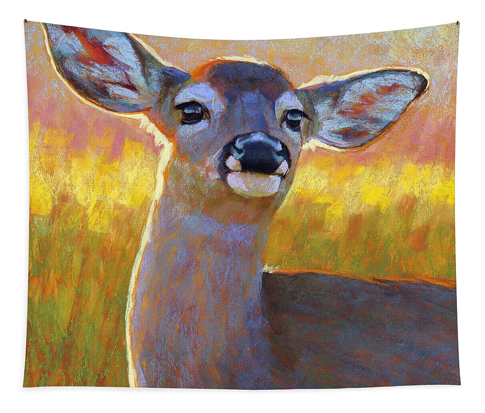 Animals Tapestry featuring the painting The Better to Hear You With My Dear by Rita Kirkman