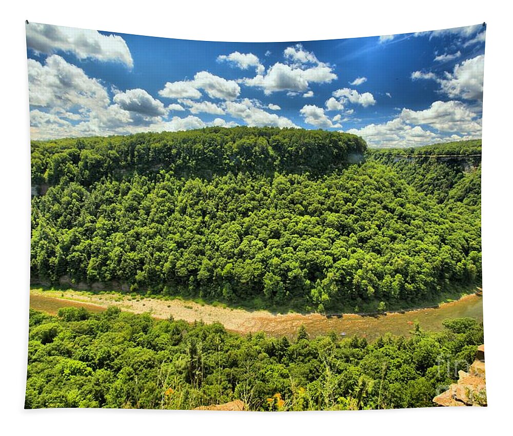Letchworth State Park Tapestry featuring the photograph The Big Bend by Adam Jewell