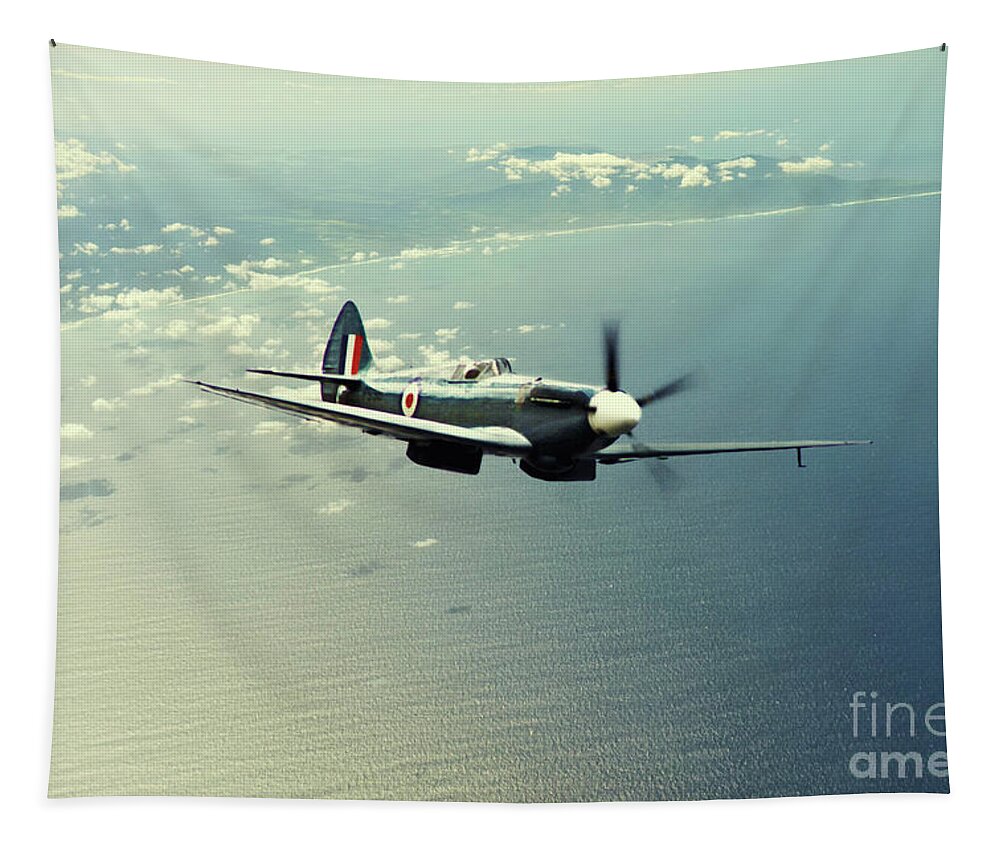 Spitfire Tapestry featuring the digital art The Big Blue by Airpower Art