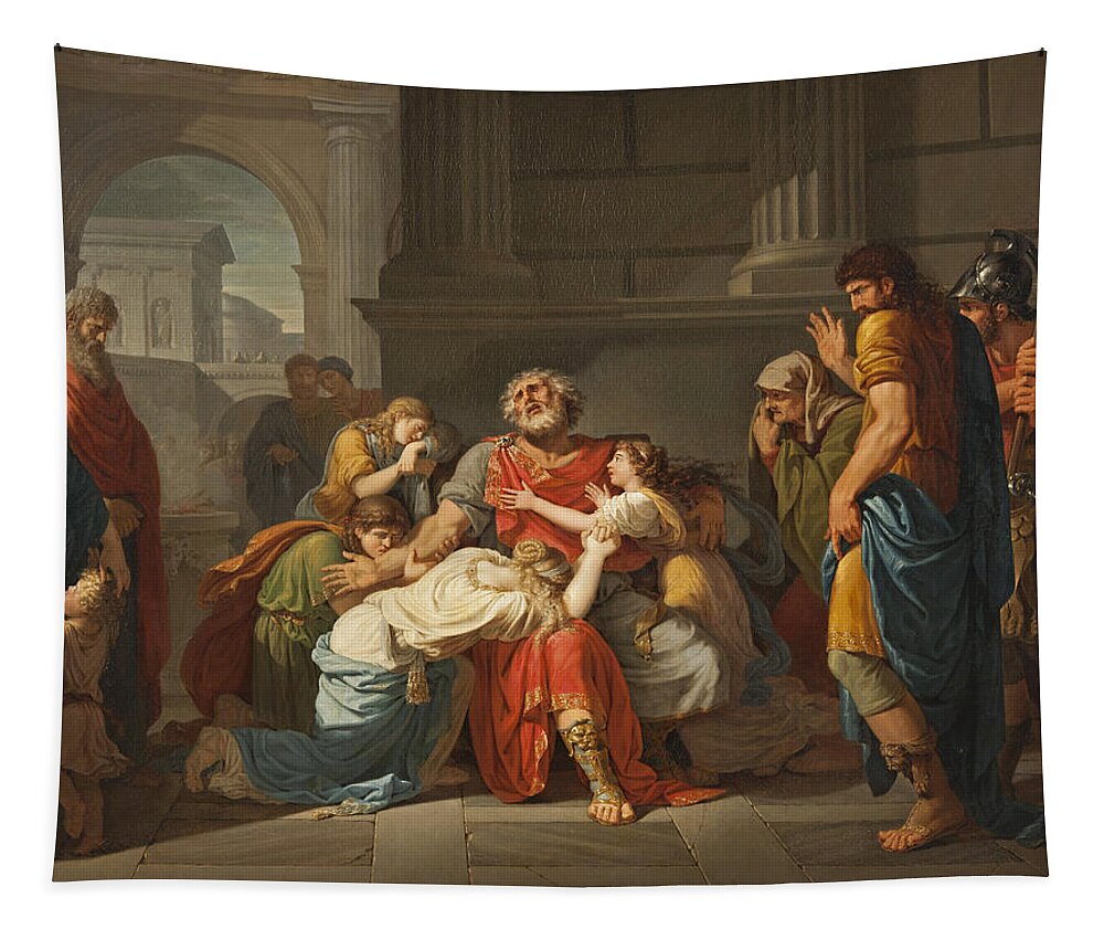 Benigne Gagneraux Tapestry featuring the painting The Blind Oedipus Commending his Children to the Gods by Benigne Gagneraux