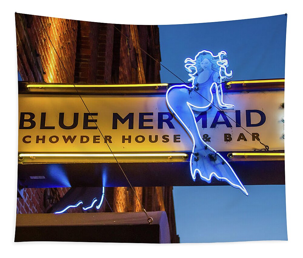 The Blue Mermaid Tapestry featuring the photograph The Blue Mermaid by Bonnie Follett