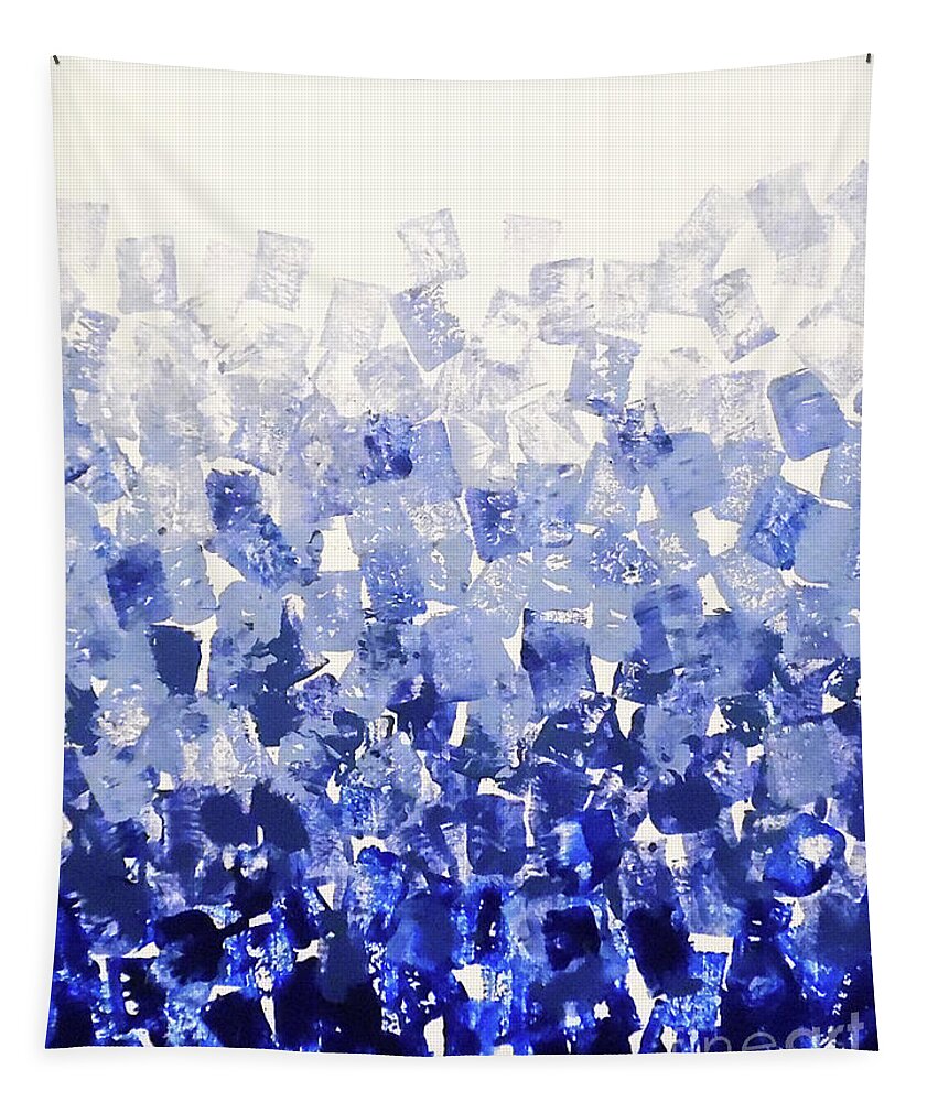 Blue Squares Tapestry featuring the painting The Blues Blocks by Jilian Cramb - AMothersFineArt