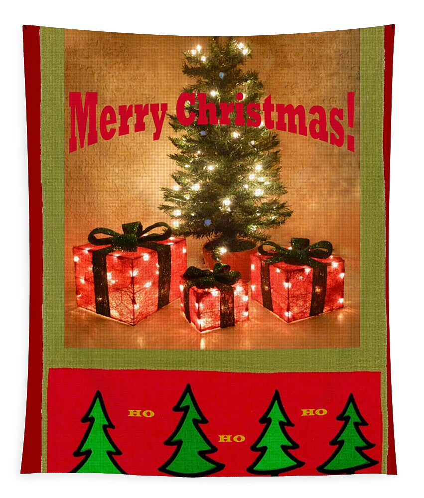 Christmas Carads Tapestry featuring the photograph The Boxes Are Empty Ho Ho Ho by Barbie Corbett-Newmin