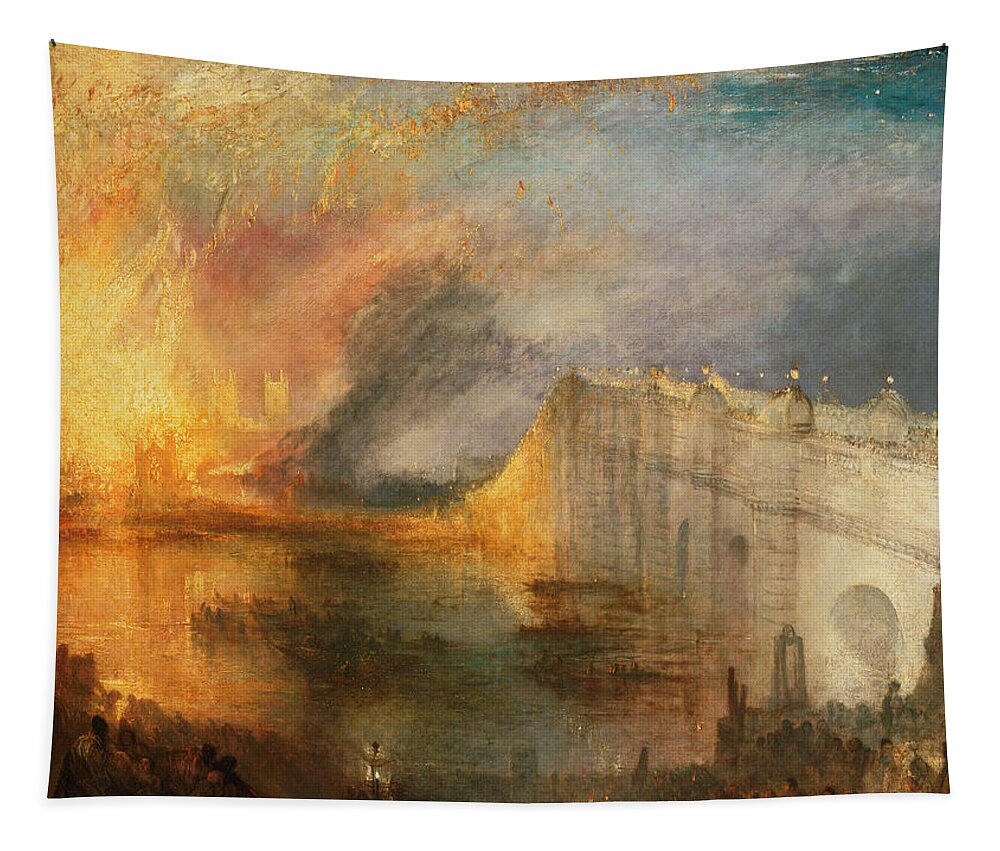 William Turner Tapestry featuring the painting The Burning Of The Houses Of Lords And Commons by William Turner