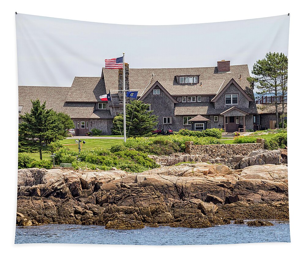 Walkers Point Kennebunkport Maine Tapestry featuring the photograph The Bush Compound Kennebunkport Maine by Brian MacLean