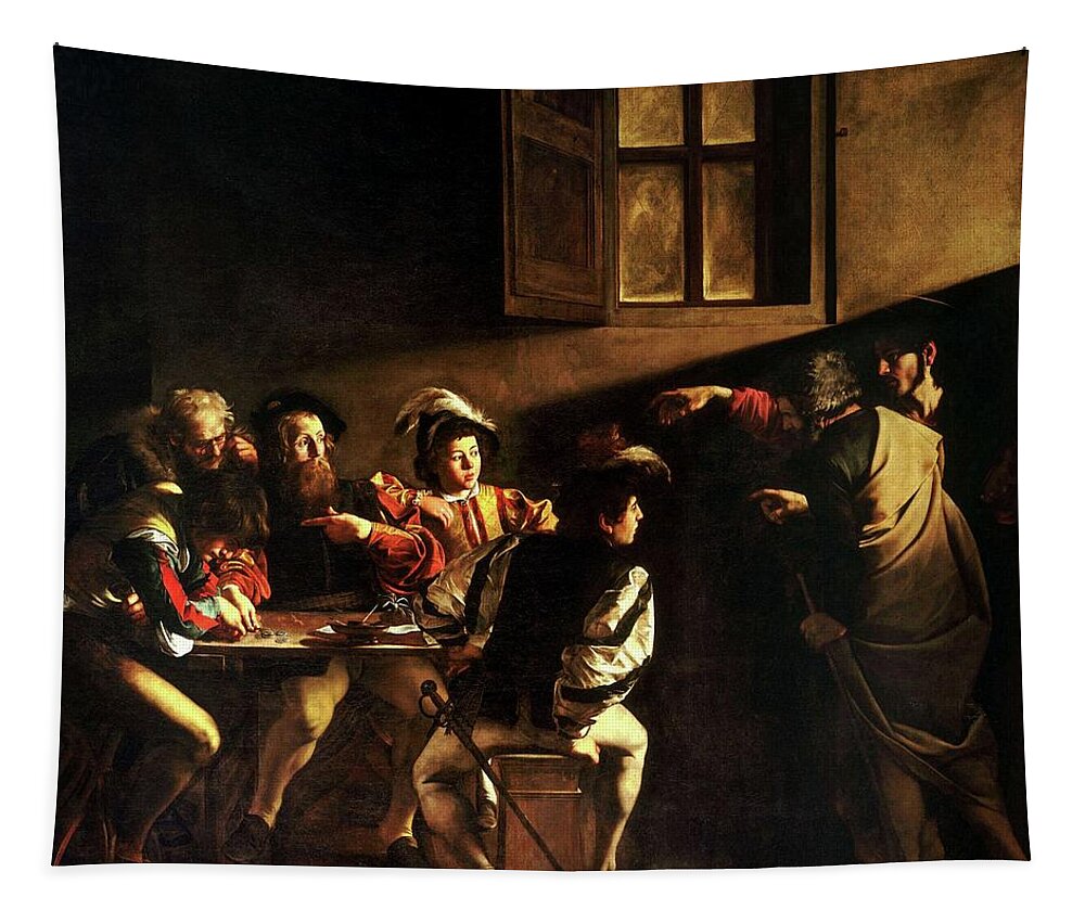 Calling Tapestry featuring the painting The Calling of St. Matthew by Michelangelo Caravaggio