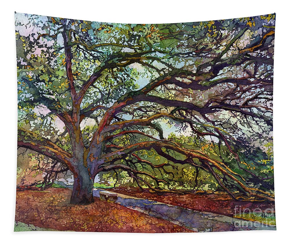 Oak Tapestry featuring the painting The Century Oak by Hailey E Herrera