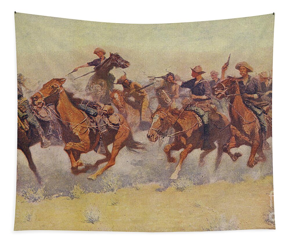 The Charge Tapestry featuring the painting The Charge by Frederic Remington