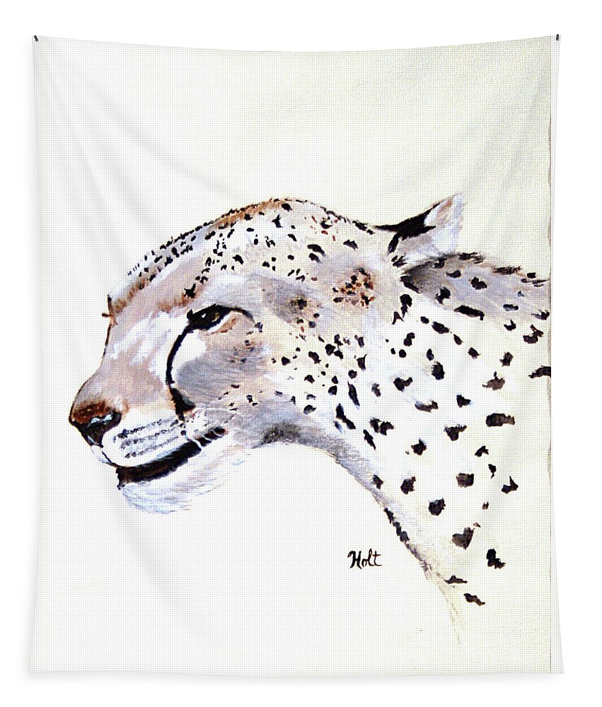 Animals Tapestry featuring the painting The Cheetah by Linda Holt