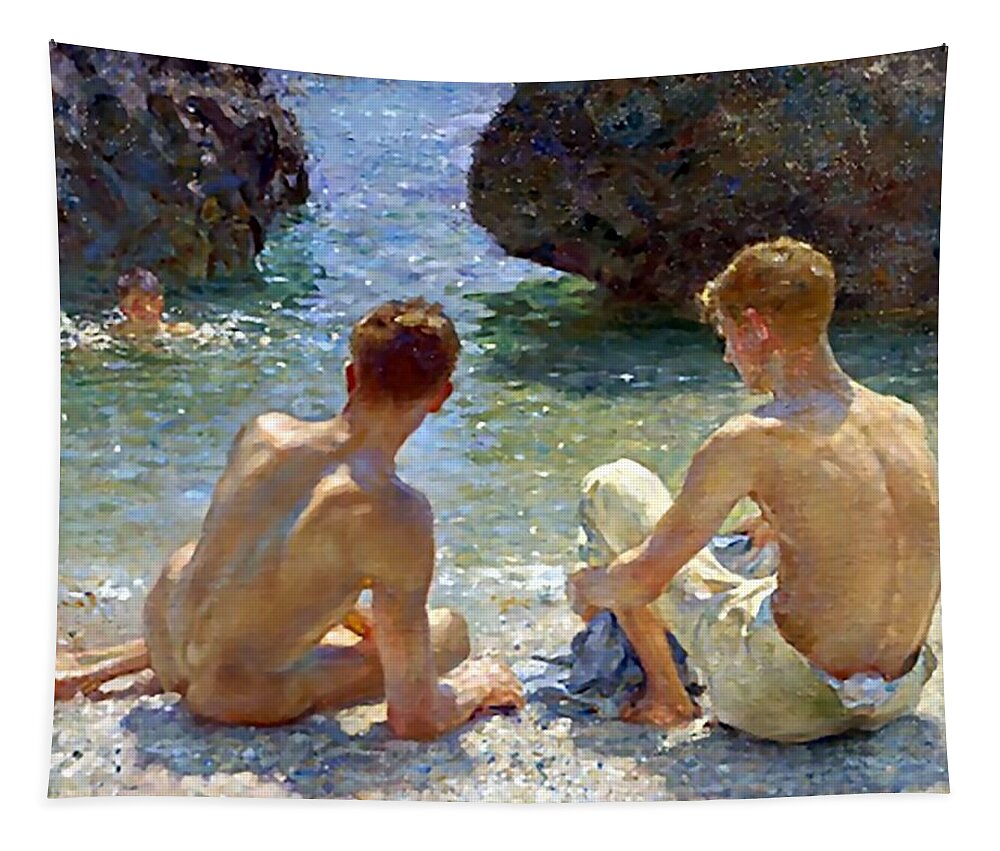 Critics Tapestry featuring the painting The Critics by Henry Scott Tuke