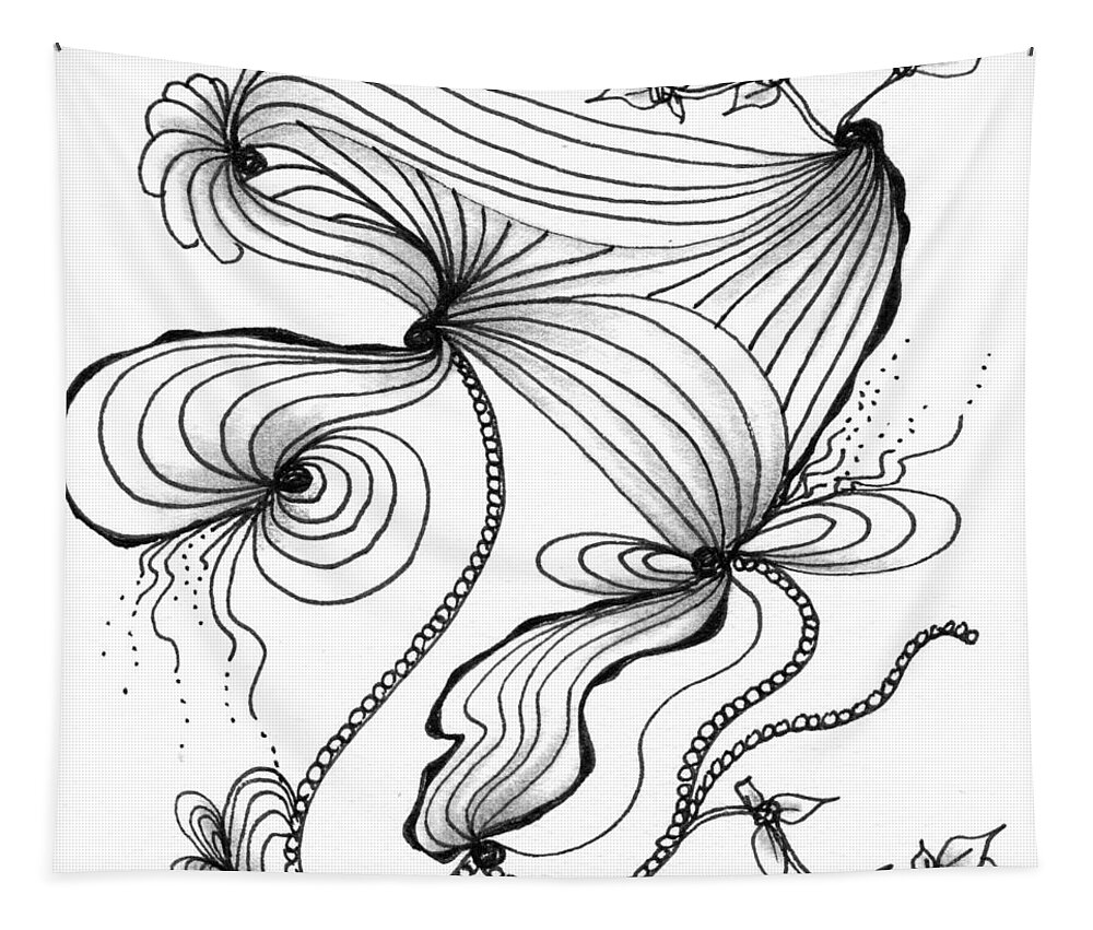 Zentangle Tapestry featuring the drawing The Dance by Jan Steinle