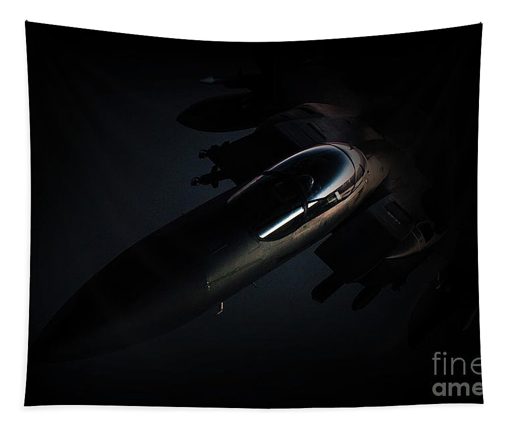 F15 Tapestry featuring the digital art The Dark Knight by Airpower Art