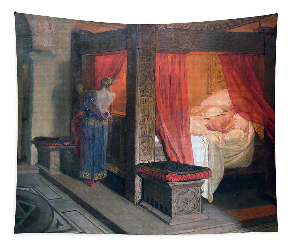 Jean-paul Laurens Tapestry featuring the painting The Death of Galswintha by Jean-Paul Laurens