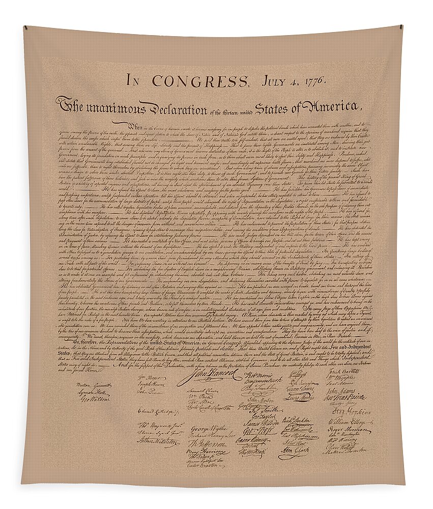 Declaration Of Independence Tapestry featuring the mixed media The Declaration of Independence by War Is Hell Store