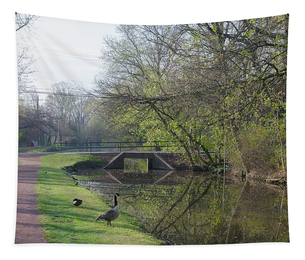 The Tapestry featuring the photograph The Delaware Canal - Morrisville Pennsylvania by Bill Cannon