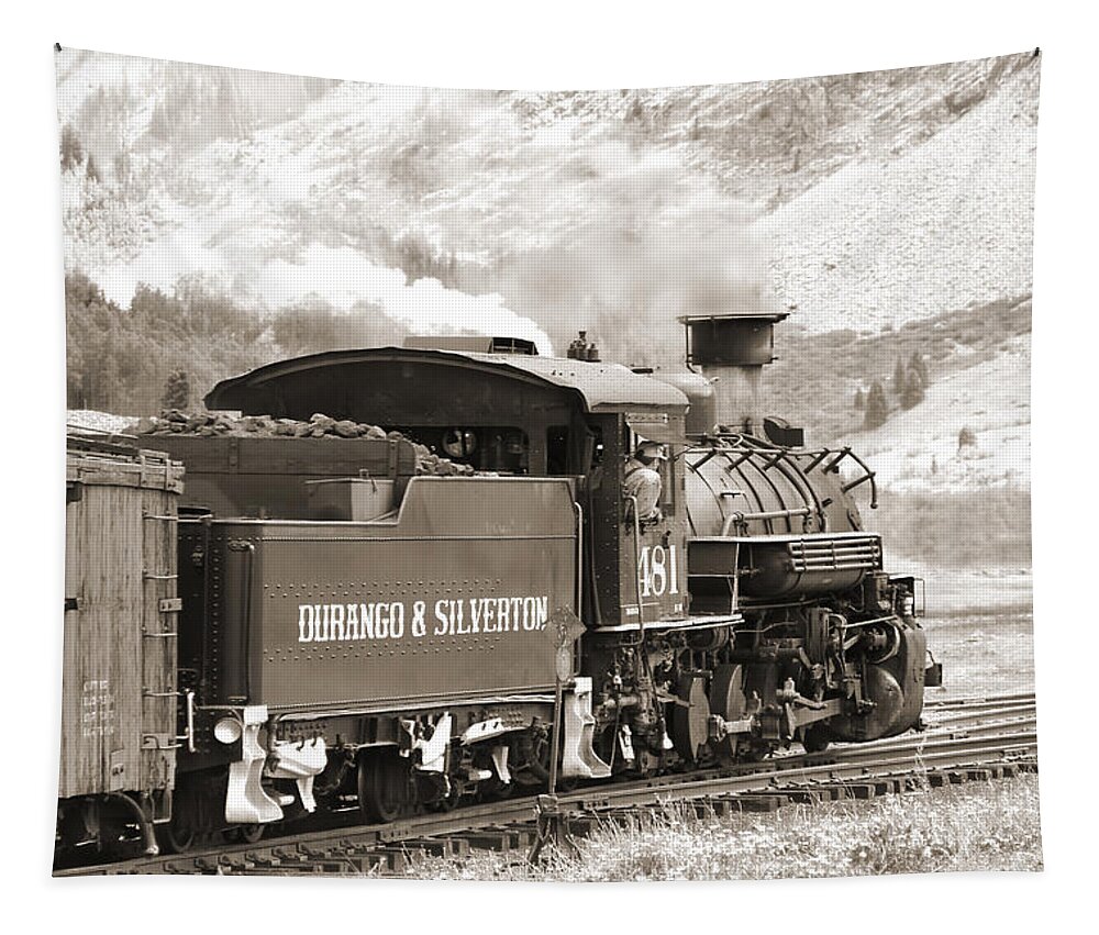  Transportation Tapestry featuring the photograph The Durango and Silverton into the Mountains by Mike McGlothlen