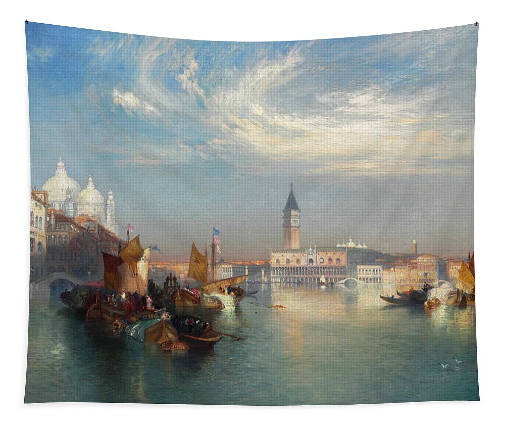 Thomas Moran Tapestry featuring the painting The Entrance to the Grand Canal 2 by Thomas Moran